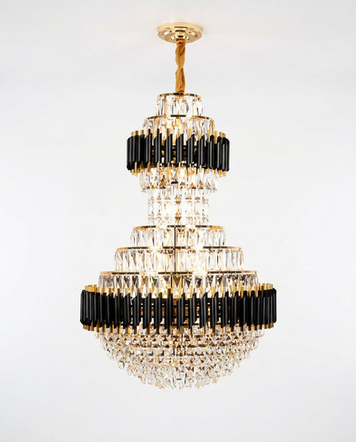Black & Gold Hourglass Crystal Chandelier - Black & Champagne Crystal