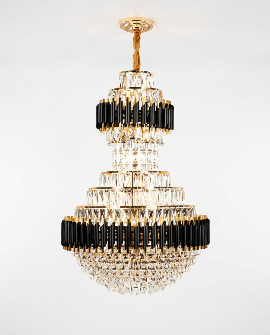 Black & Gold Hourglass Crystal Chandelier - Black & Champagne Crystal