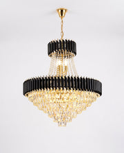 Black & Gold Cone Crystal Chandelier - Black & Champagne Crystal