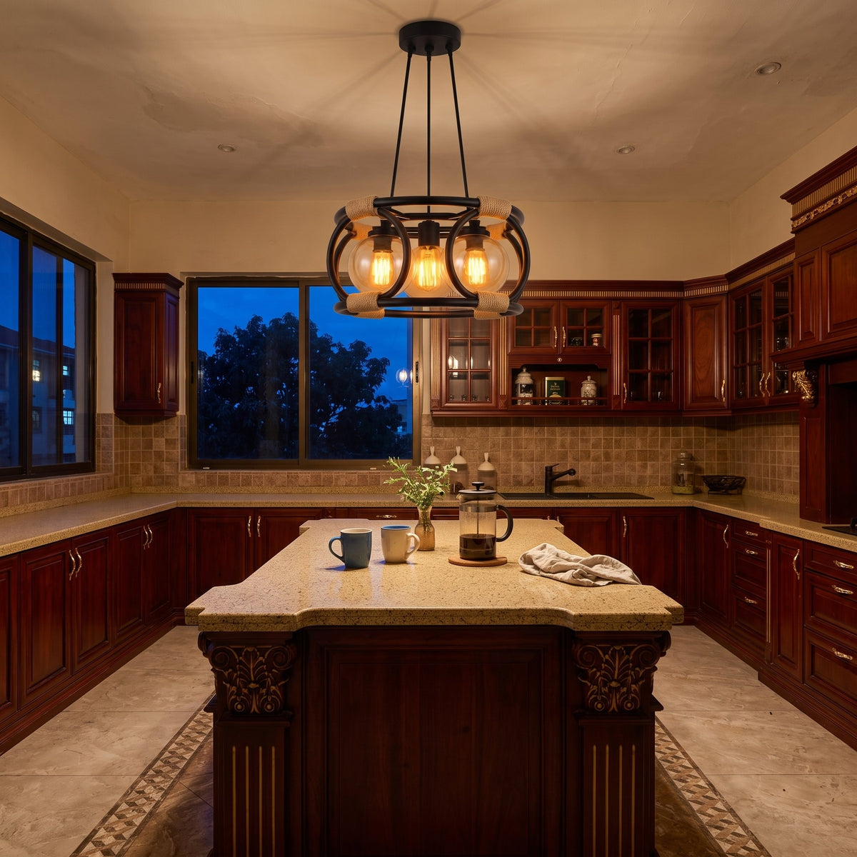 Artisan rope pendant in situ