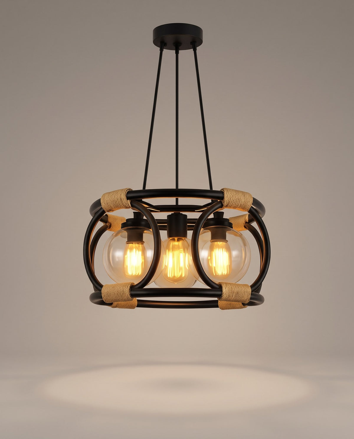 Artisan rope pendant angle view