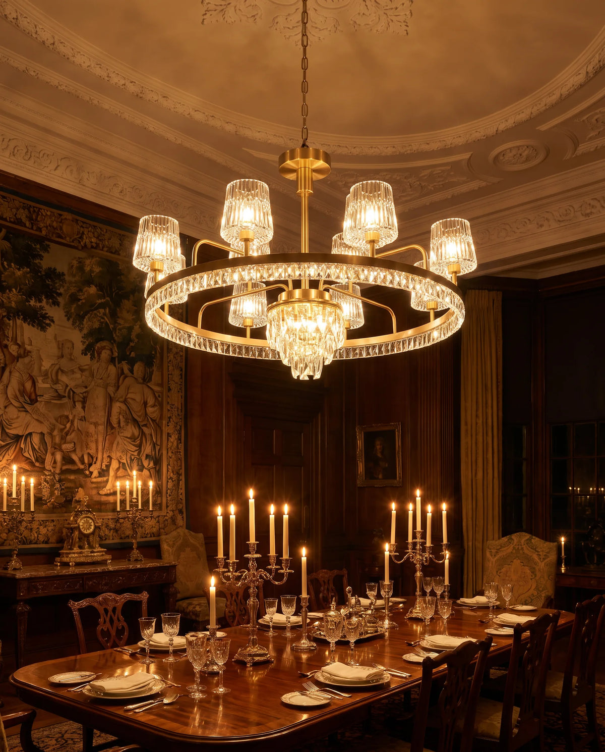 Aurora Crystal Ring Chandelier — Gold