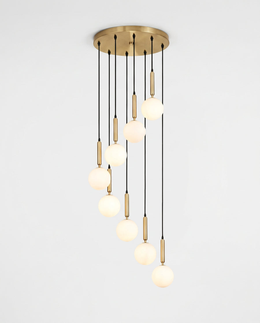 Brass Opal-Globe Cluster Pendant - Brushed Brass
