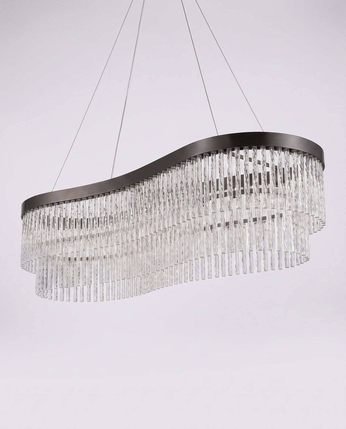Cascade crystal fringe angle view