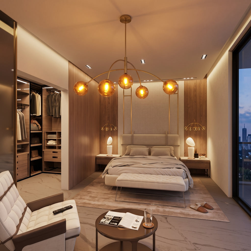 Ember sputnik chandelier in situ