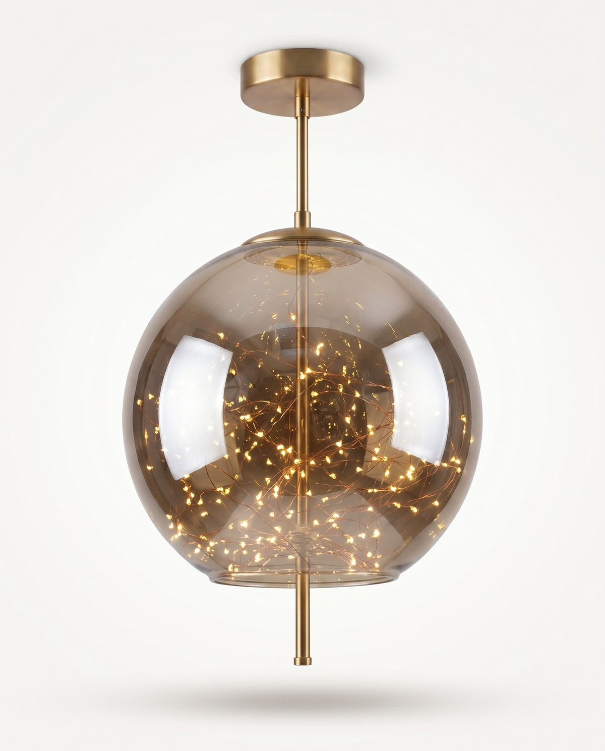 Firefly smoked globe pendant angle view