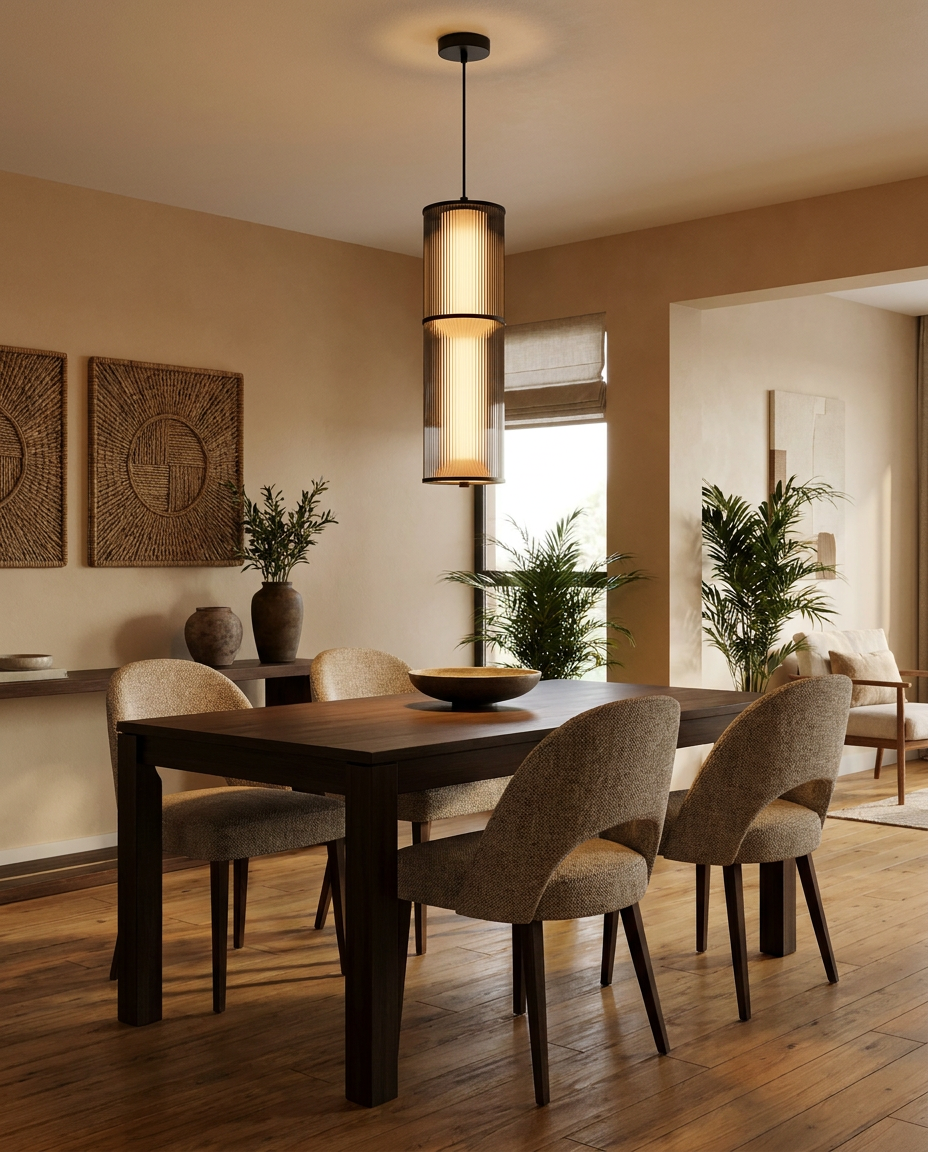 fume ribbed cylinder pendant - in-situ lifestyle photo