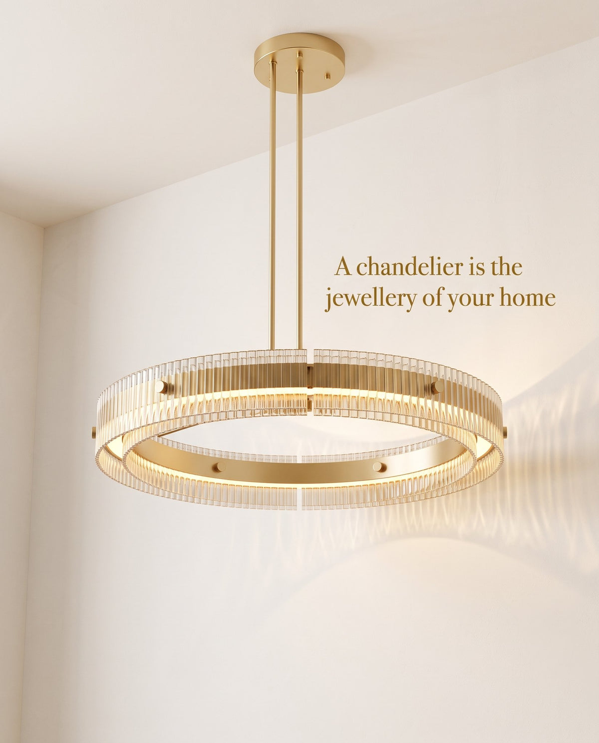 Halo fluted chandelier angle view