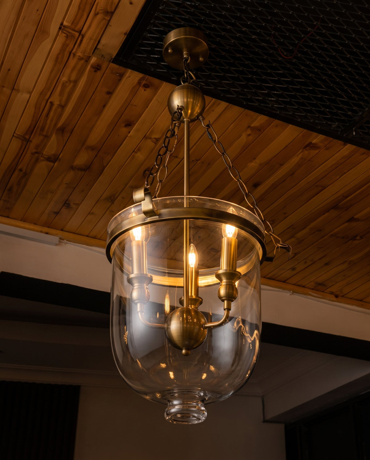 Heritage bell jar lantern angle view