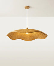 Lotus Woven Disc Pendant — Natural Bamboo