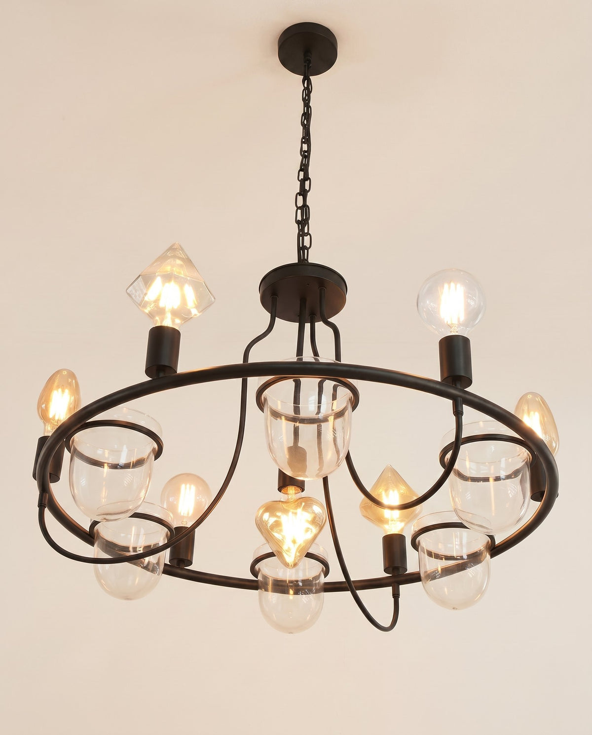 Noir ring chandelier angle view