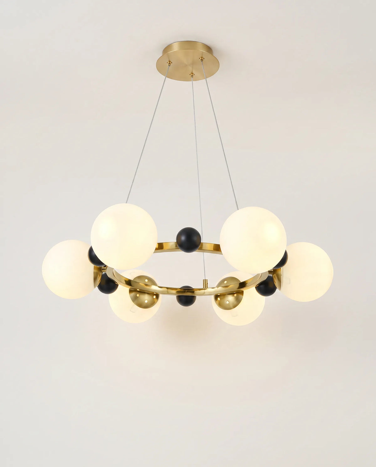 Orbit Opal Globe Chandelier — Gold & Black