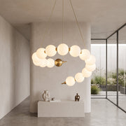 Perla Frosted Globe Chandelier - Brass