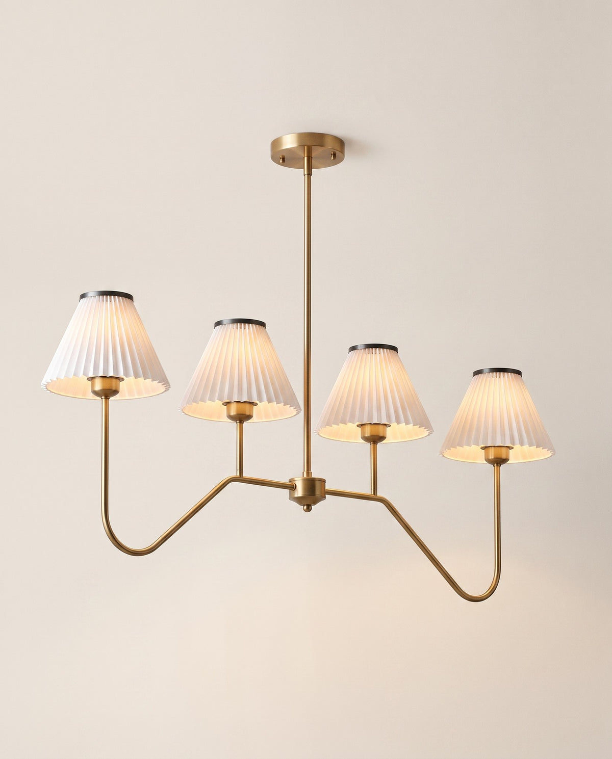 Pleat chandelier angle view