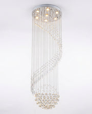 Spiral Raindrop Crystal Chandelier - Chrome & Clear Crystal