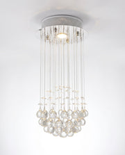 Compact Crystal-Ball Raindrop Chandelier - Chrome & Clear Crystal