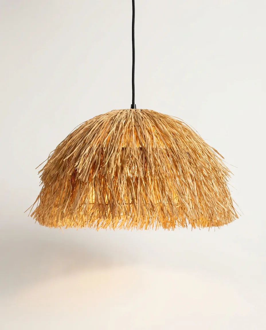 Savannah Raffia Dome Pendant — Natural