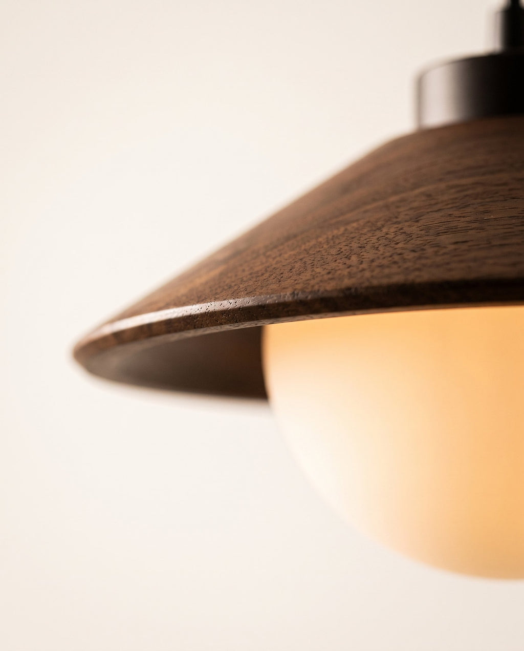 Timber cone linear pendant detail