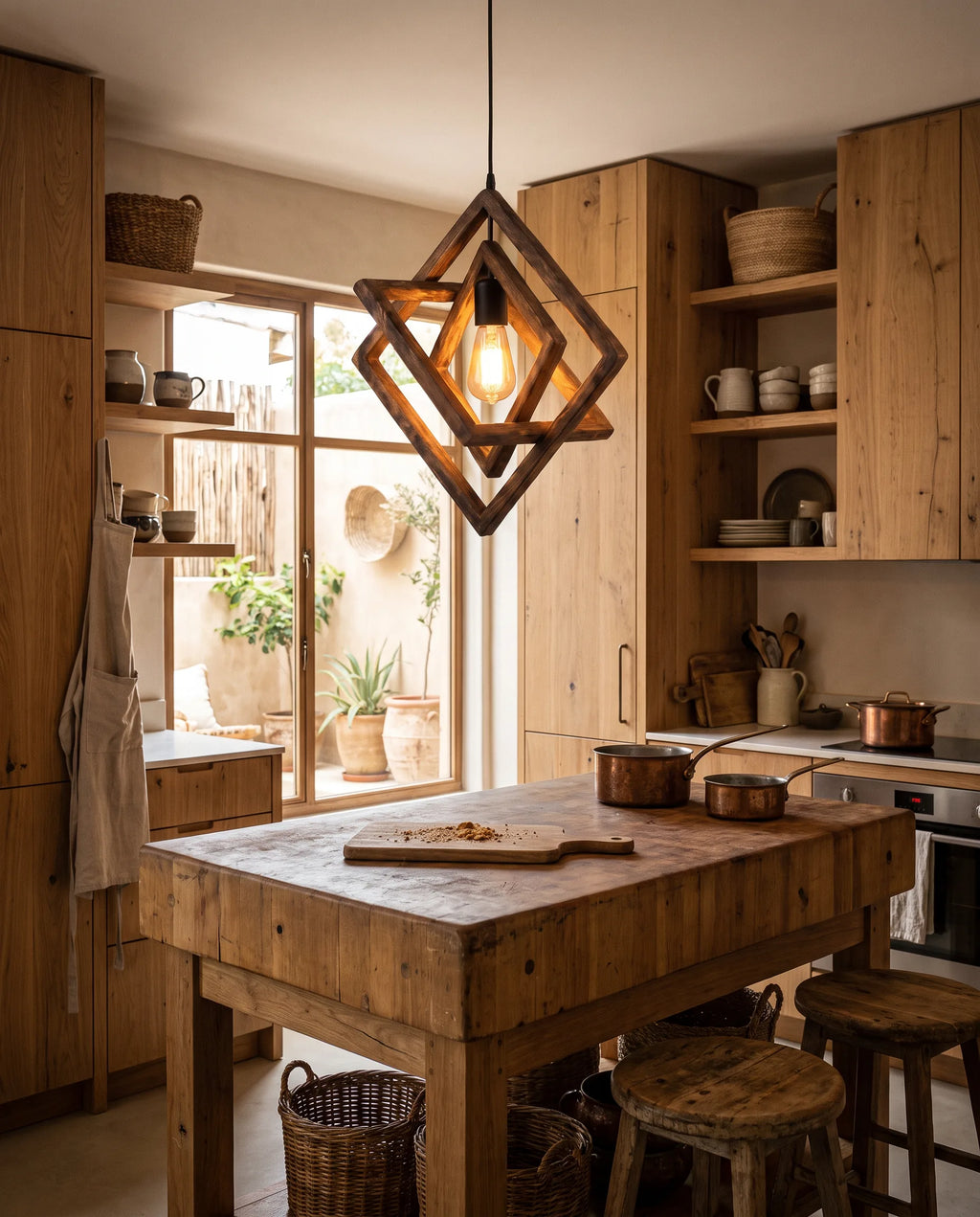 Timber Saucer Pendant — Natural Wood