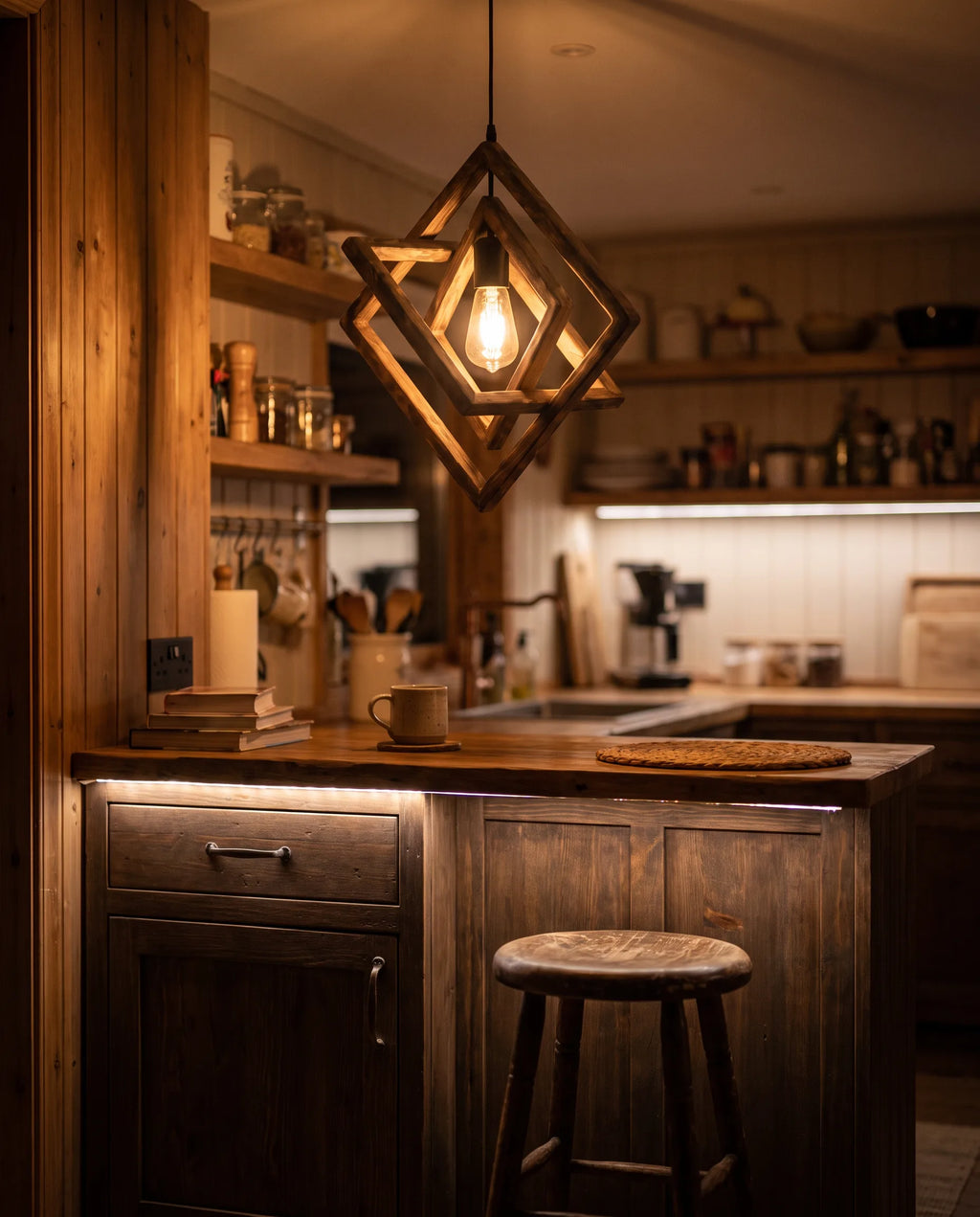Timber Saucer Pendant — Natural Wood
