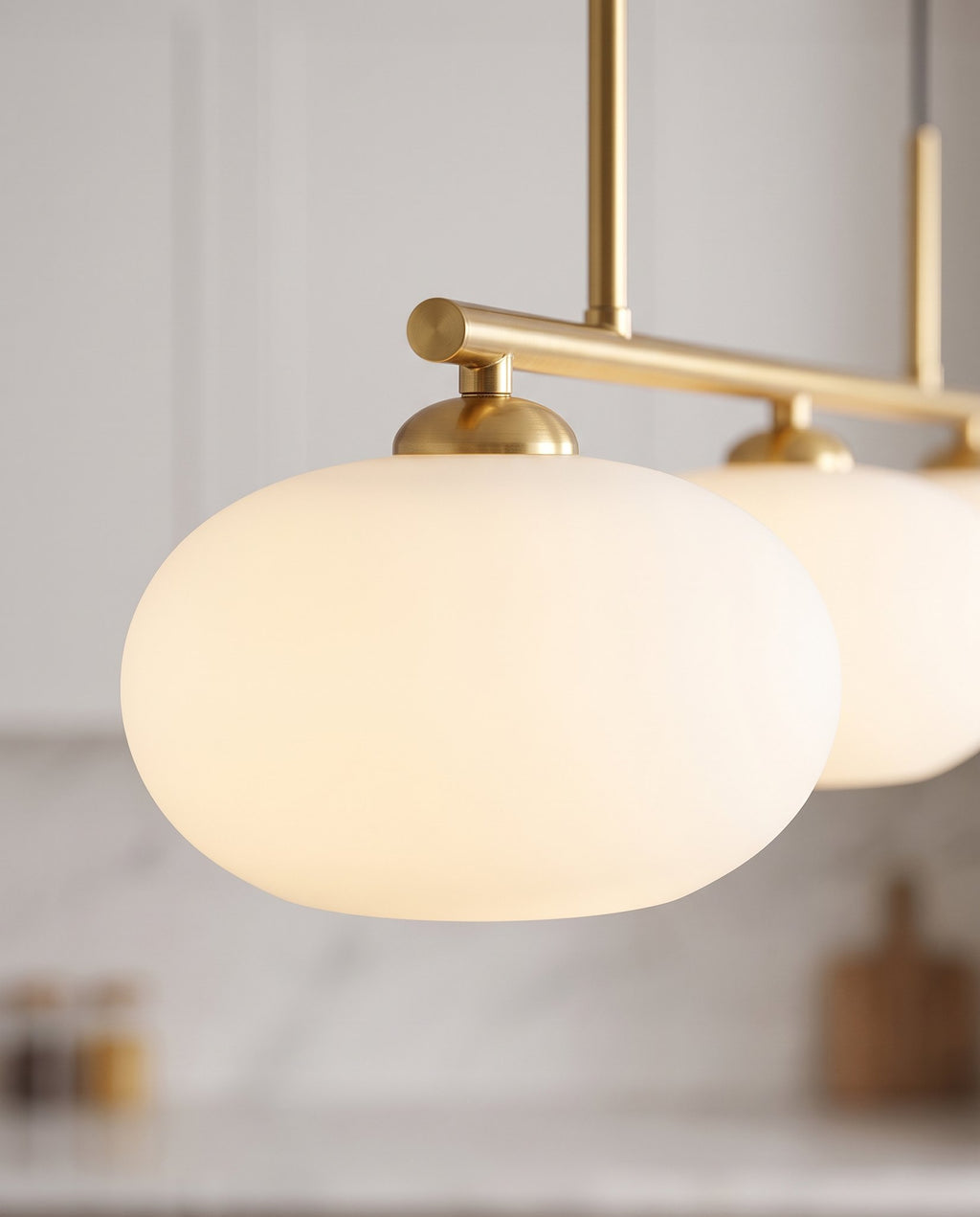 Trio globe island pendant detail