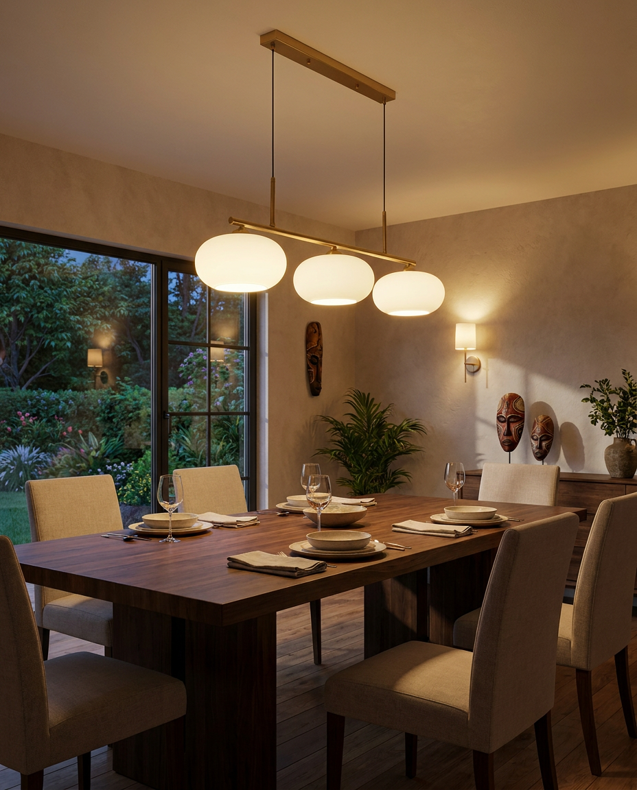 trio globe island pendant - in-situ lifestyle photo